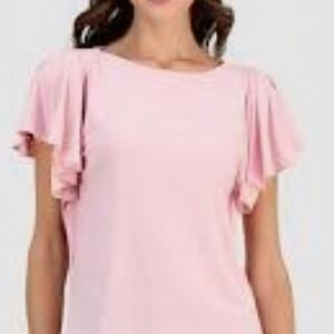 Maison Jules Light Pink Ruffle Sleeve Blouse